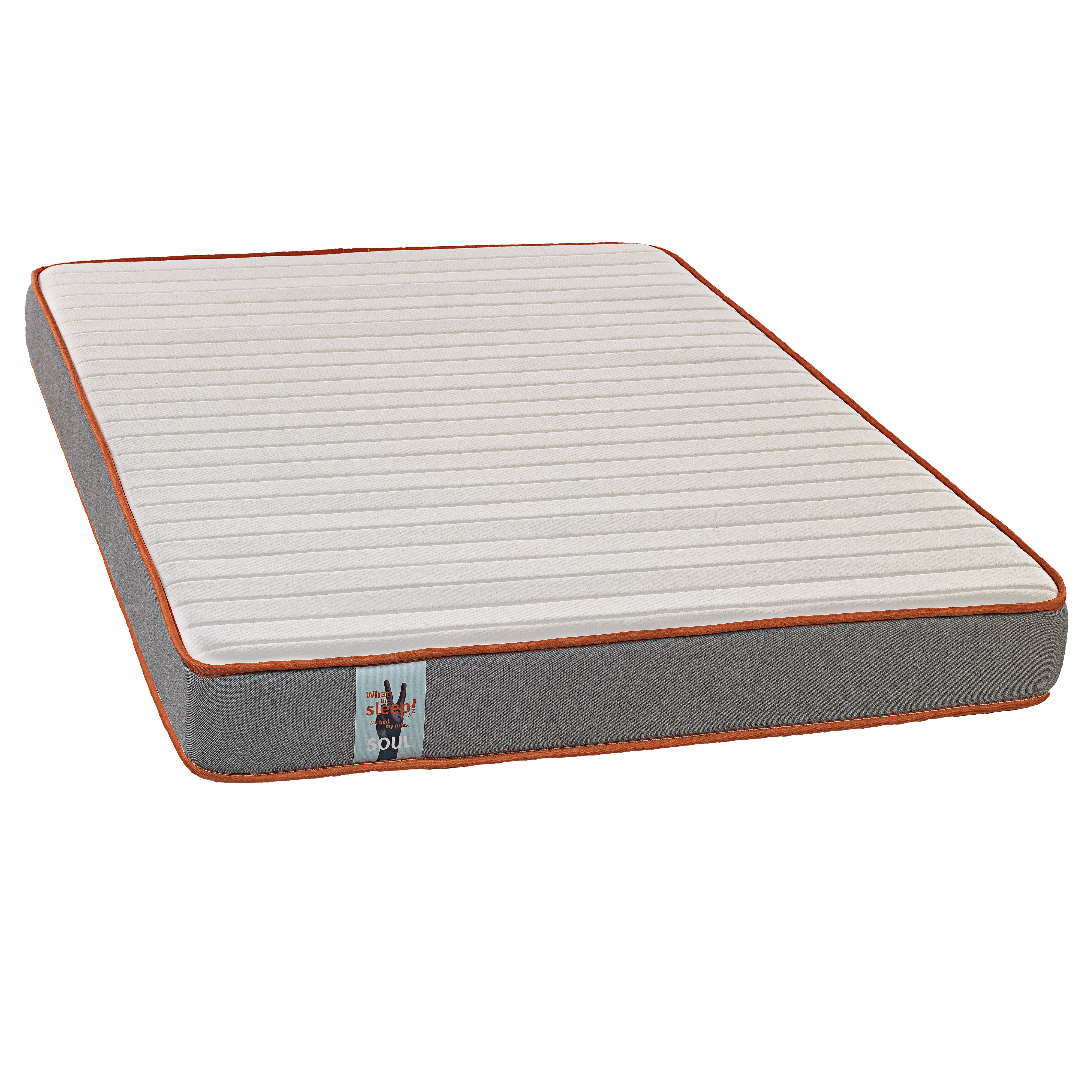 Colchón - Soul 135x190 WHAT THE SLEEP, Espuma HR con viscoelástica, 18cm, firmeza alta y confort, transpirabilidad alta, tratamiento higiénico permanente, tejido sostenible, 3 años garantía, Gris