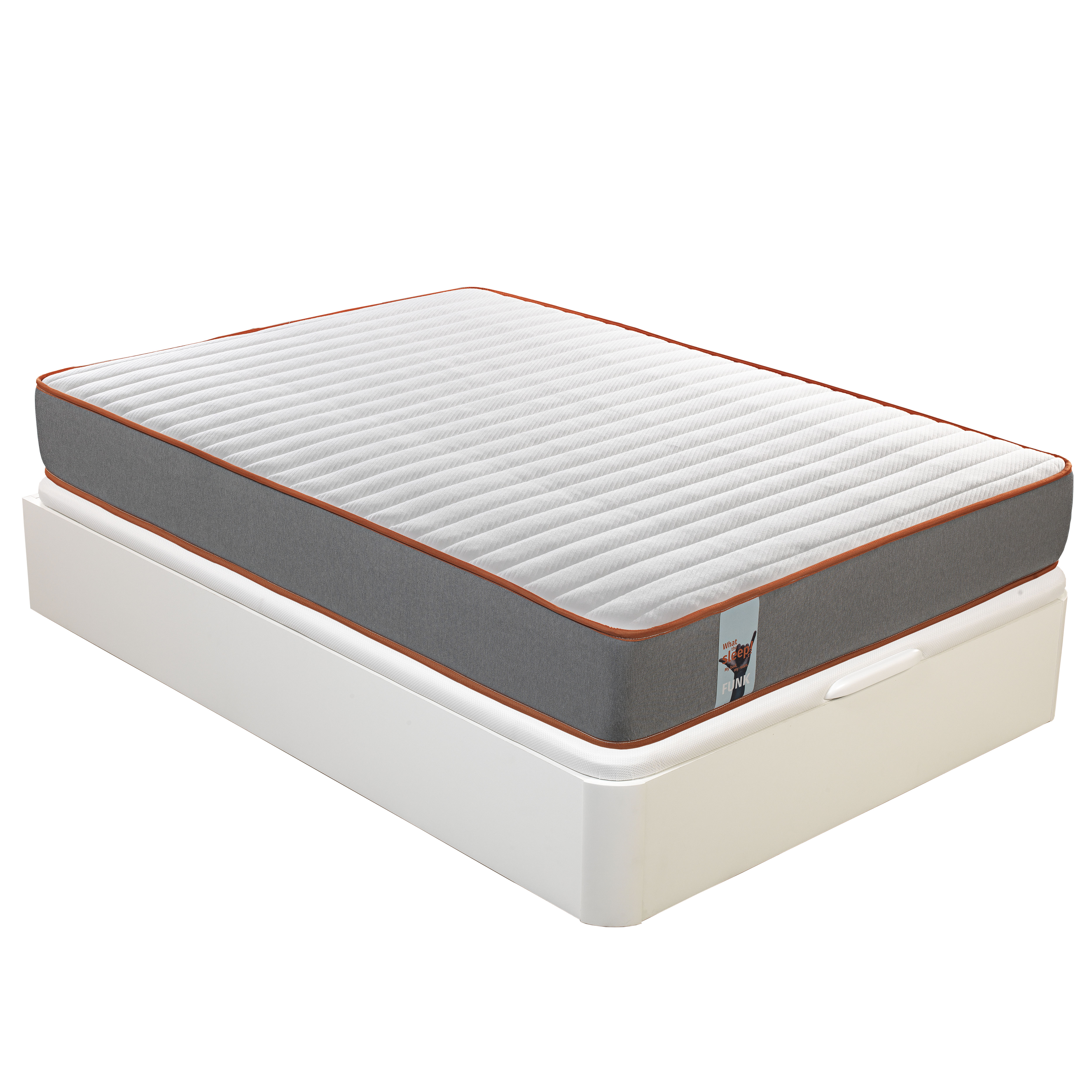 Somier Pack Funk y canapé blanco 135x190 what the sleep sostenible muelle ensacado visco abatible gran capacidad entrega montaje domicilio retirada usado incluida 3 años