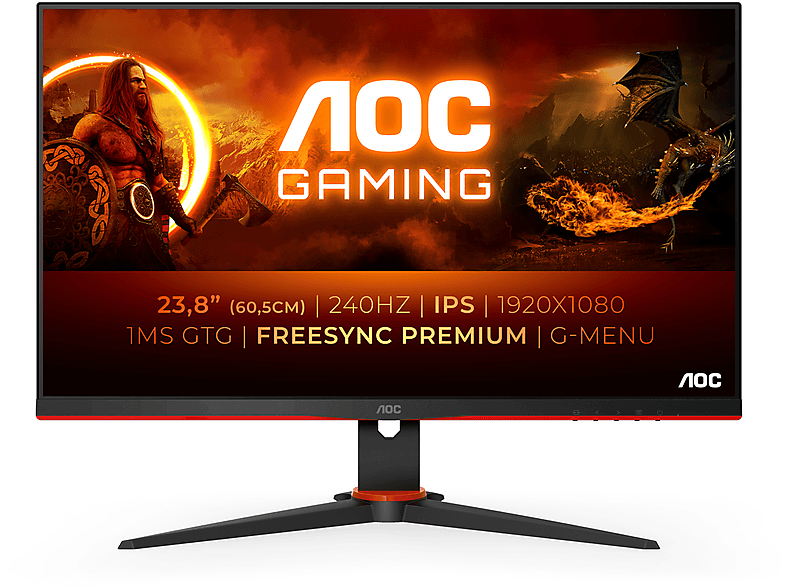 AOC 24G2ZE/BK 24 Zoll Full-HD Gaming Monitor (0,5 ms Reaktionszeit, 240 ...