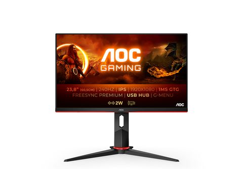 Monitor - AOC 24G2ZU/BK, 24 , Full-HD, 0,5 ms, 240 Hz, Negro