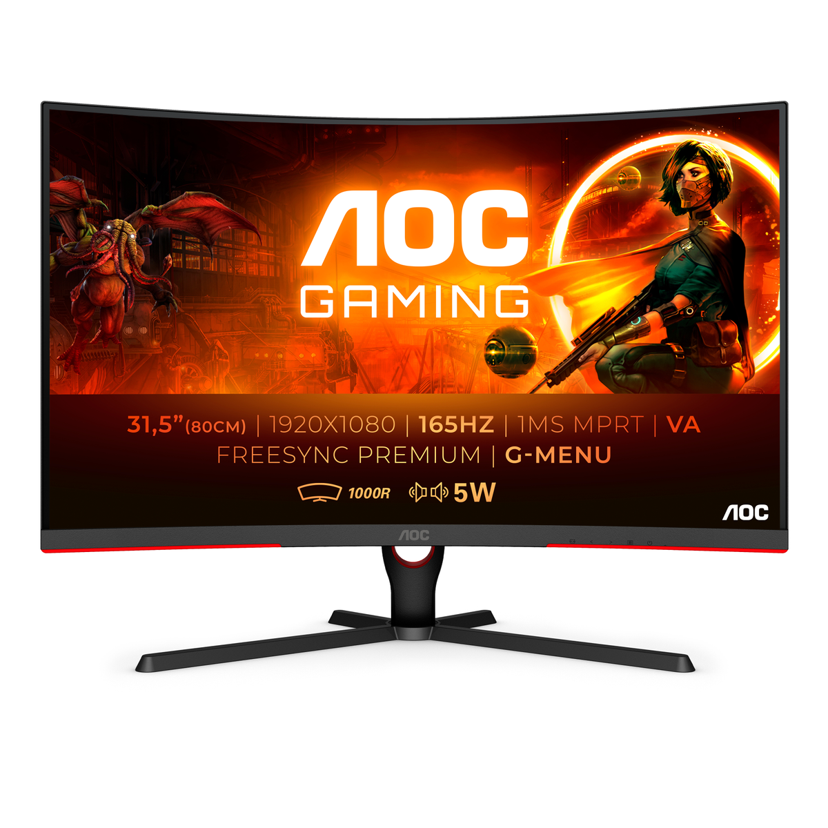 Monitor - C32G3AE/BK AOC, 32 ", Full-HD, 1 ms, Displayport|HDMI, Negro