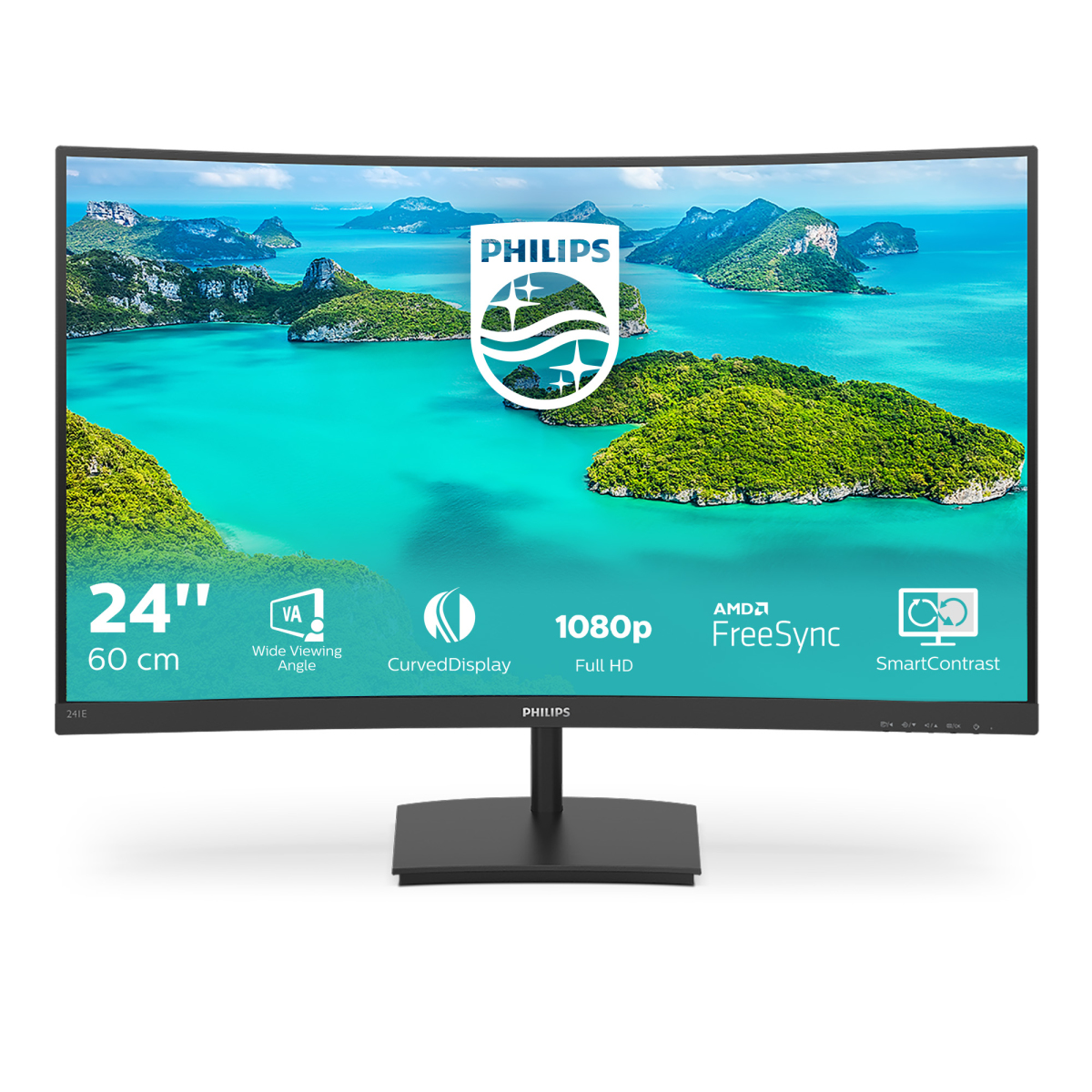 Monitor - 241E1SCA/00 PHILIPS, 24 ", Full-HD, 4 ms, HDMI|VGA, Negro