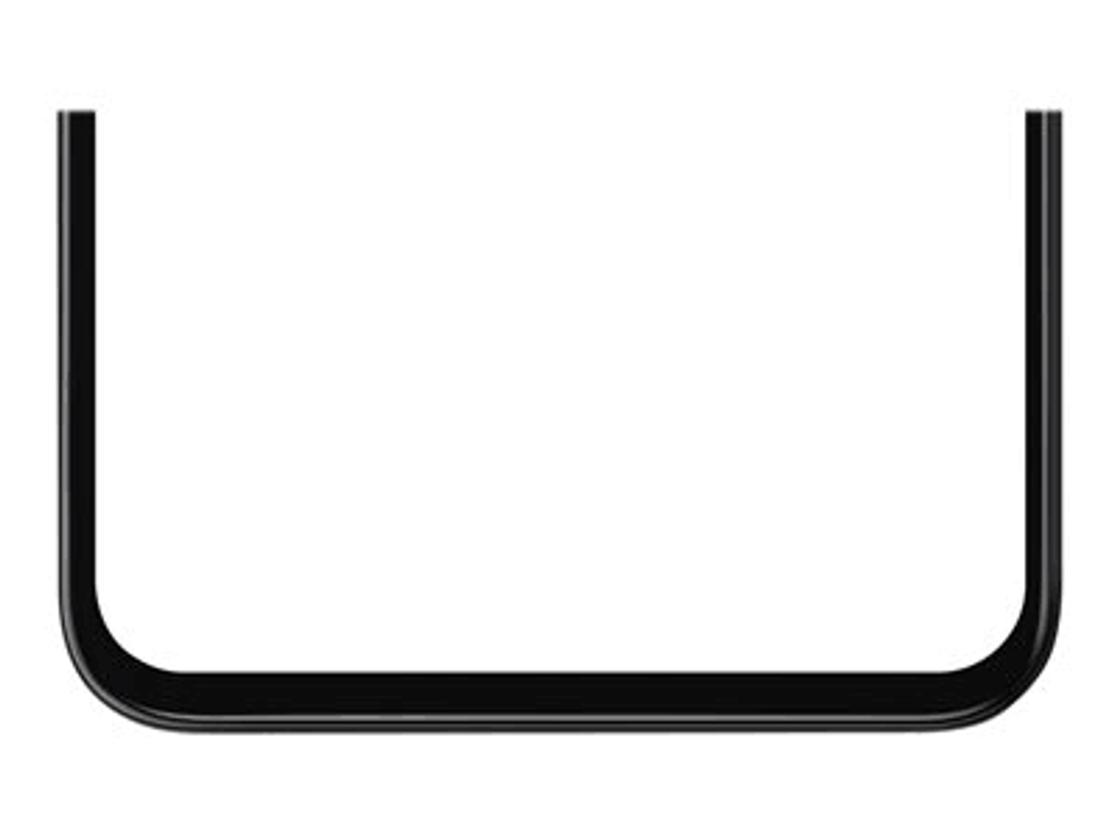 Czarny kontur ramy w kształcie litery U na białym tle. Rama jest gruba i zaokrąglona.