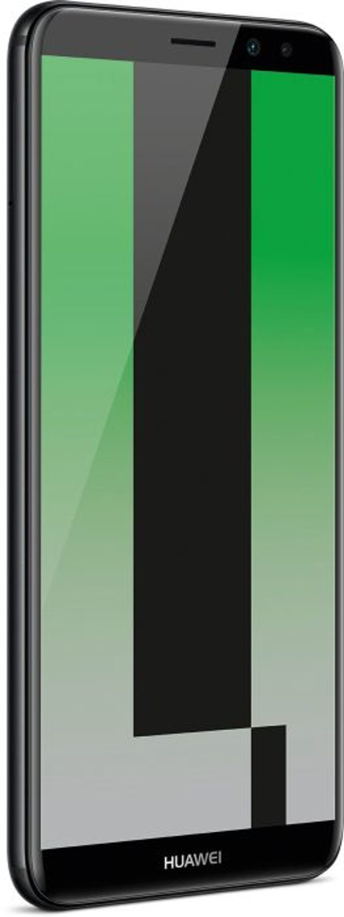 Schwarzes Huawei-Telefon mit grünem Hintergrund auf dem Bildschirm. Große Nummer 4.