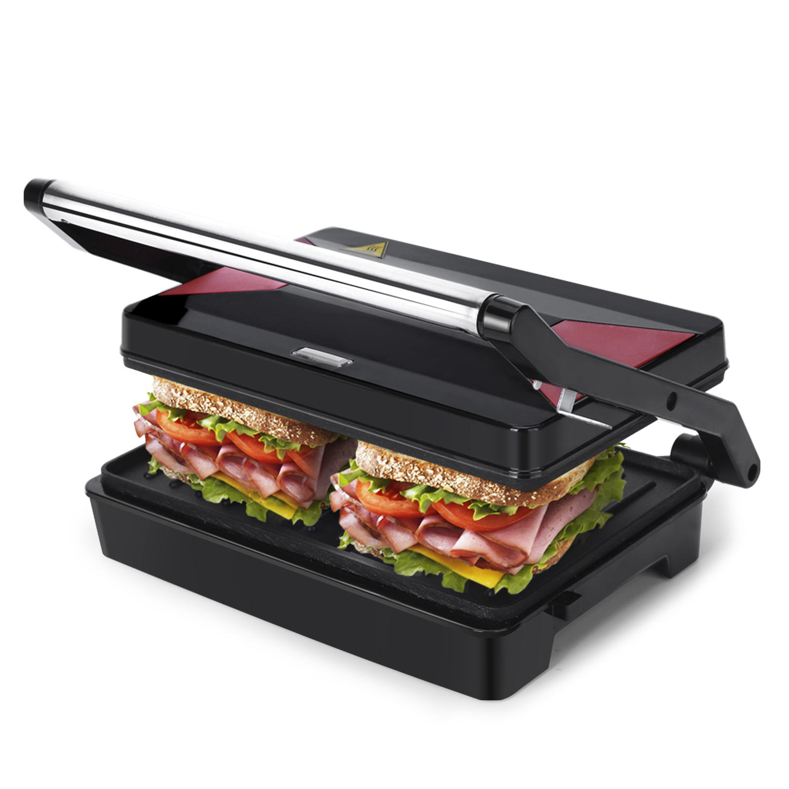 Parrilla Sandwichera Y panini potencia 1000w larissa great jacob grill negro rojo