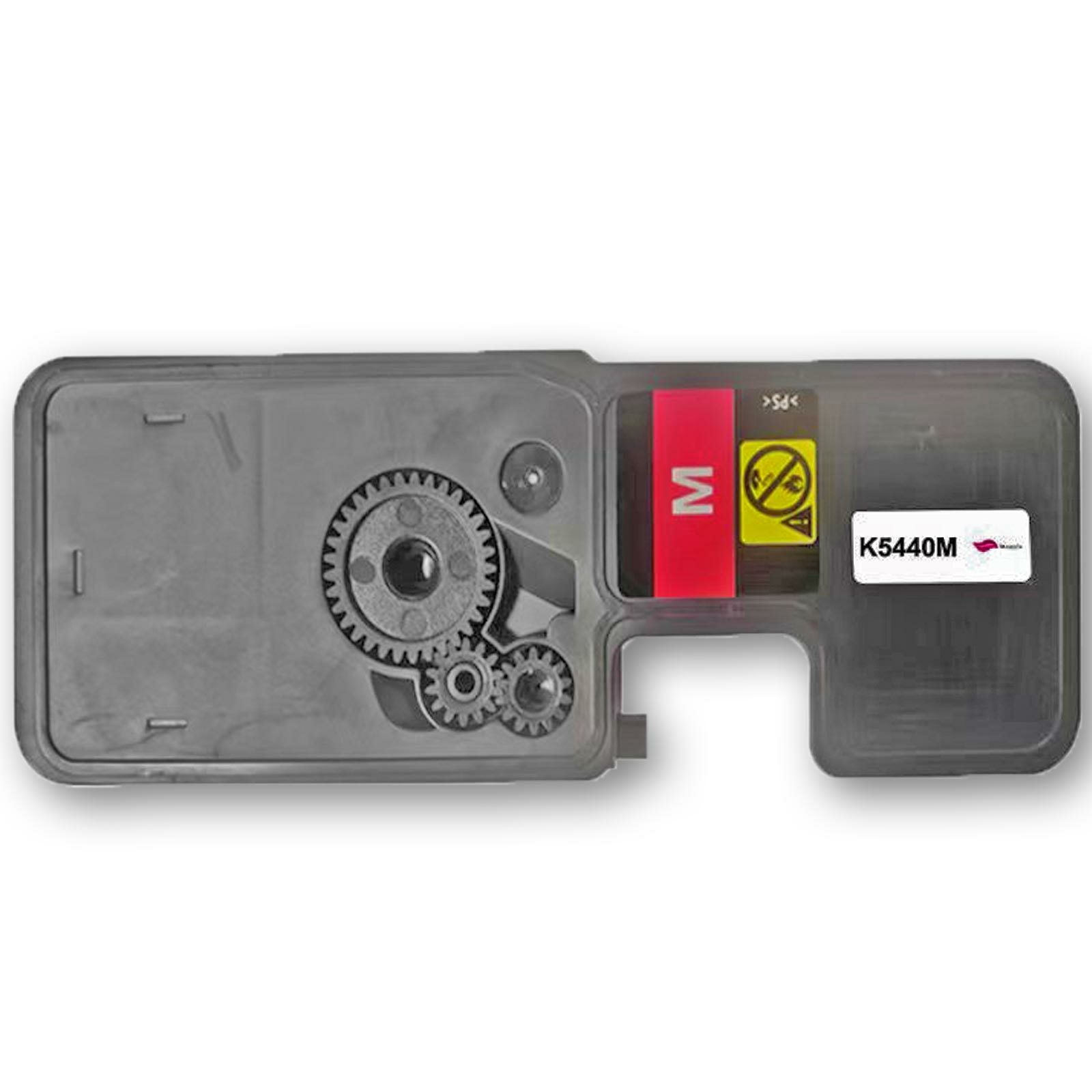 Eine Tintenpatrone mit Zahnrädern und einem roten Etikett. Das Etikett sagt 'M' und 'K5440M'.
