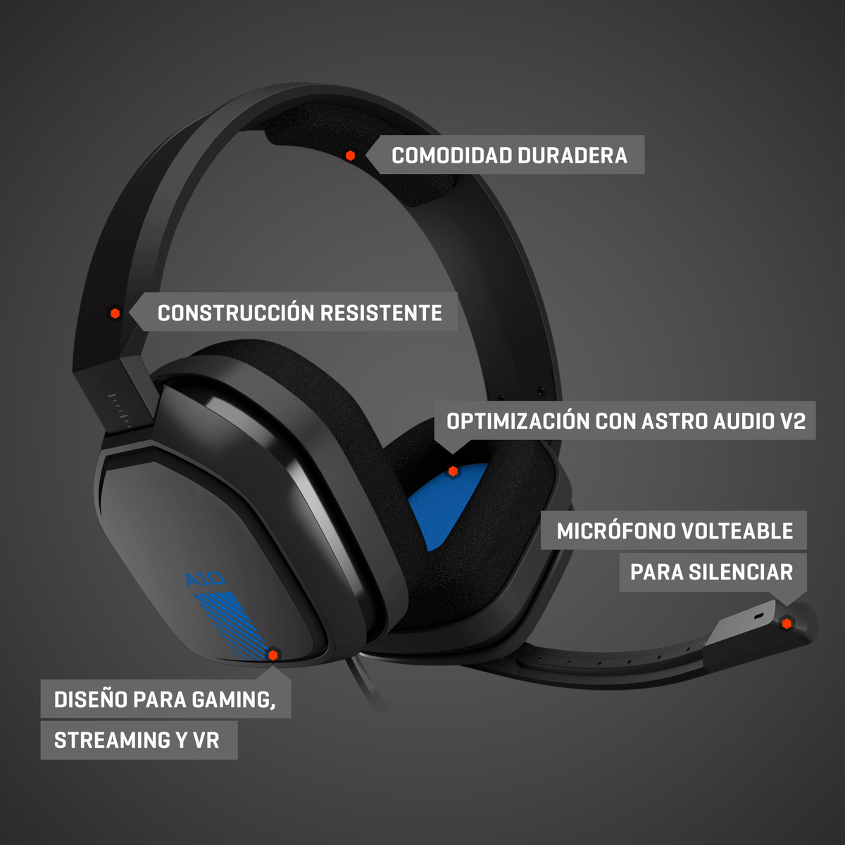 ASTRO GAMING 939-001531 A10 Headset Grau/Blau HEADSET Gaming PS4 Over-ear GREY/BLUE