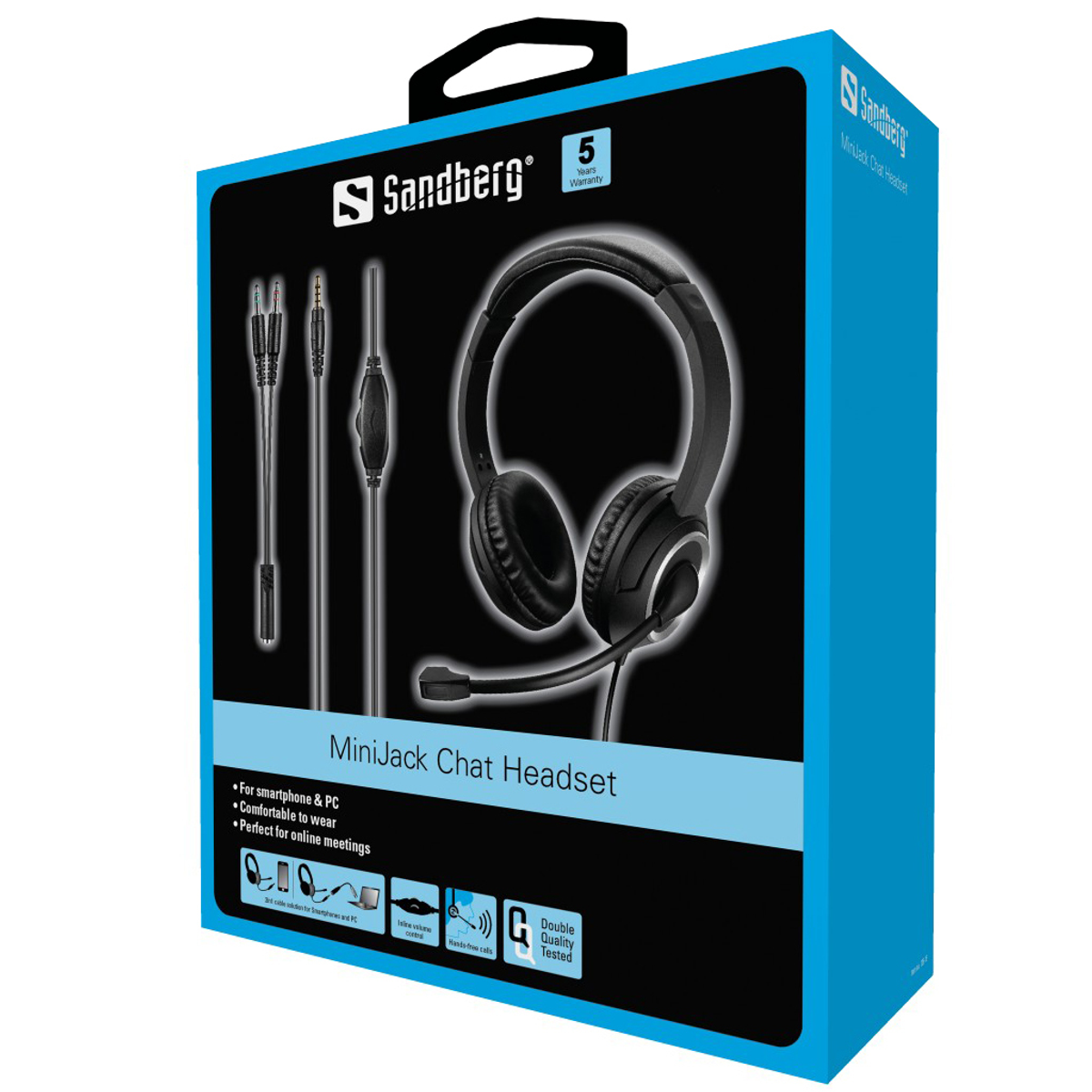 SANDBERG MiniJack Chat Headset, Headset Over-ear schwarz