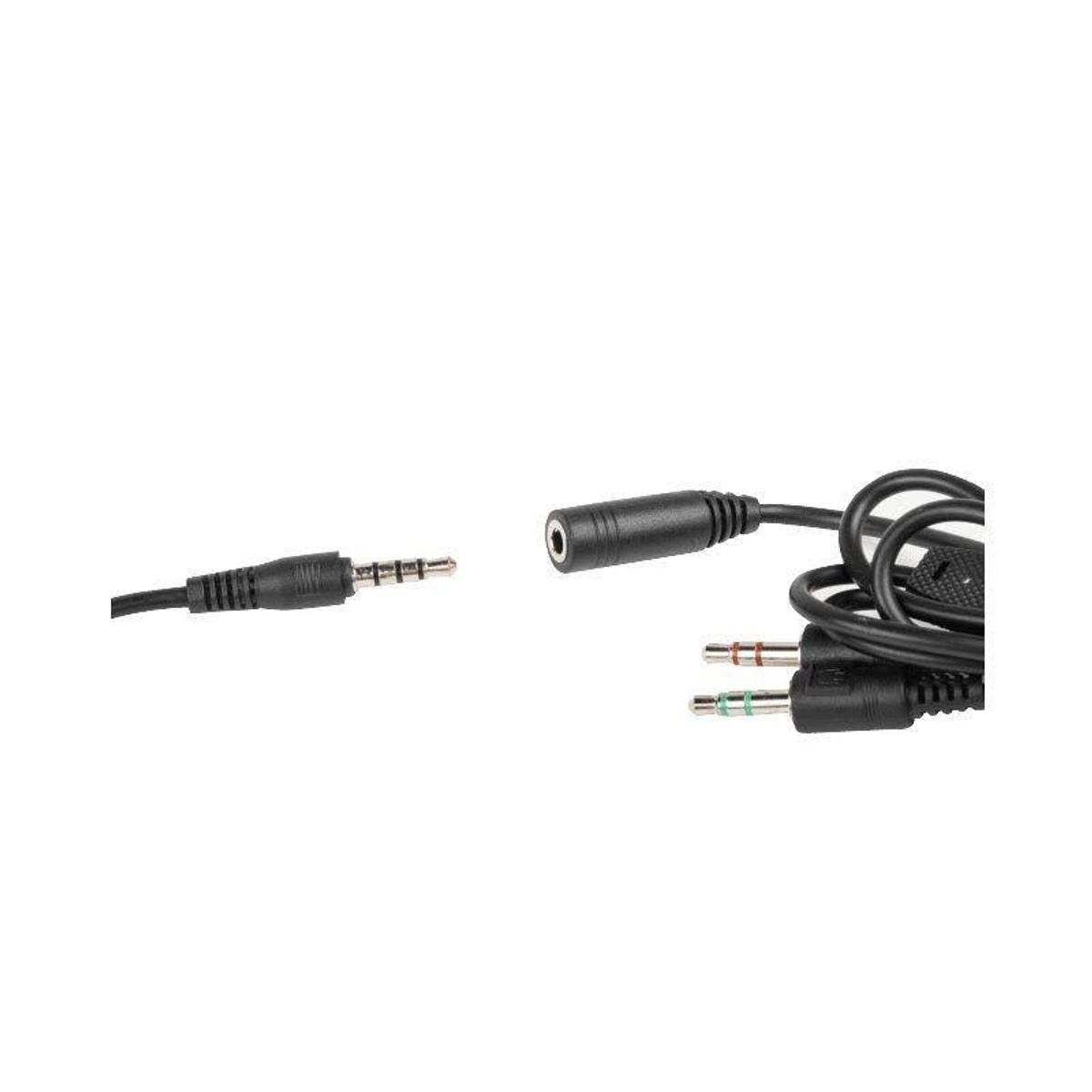 Due jack audio e un jack da 3,5 mm su sfondo bianco.