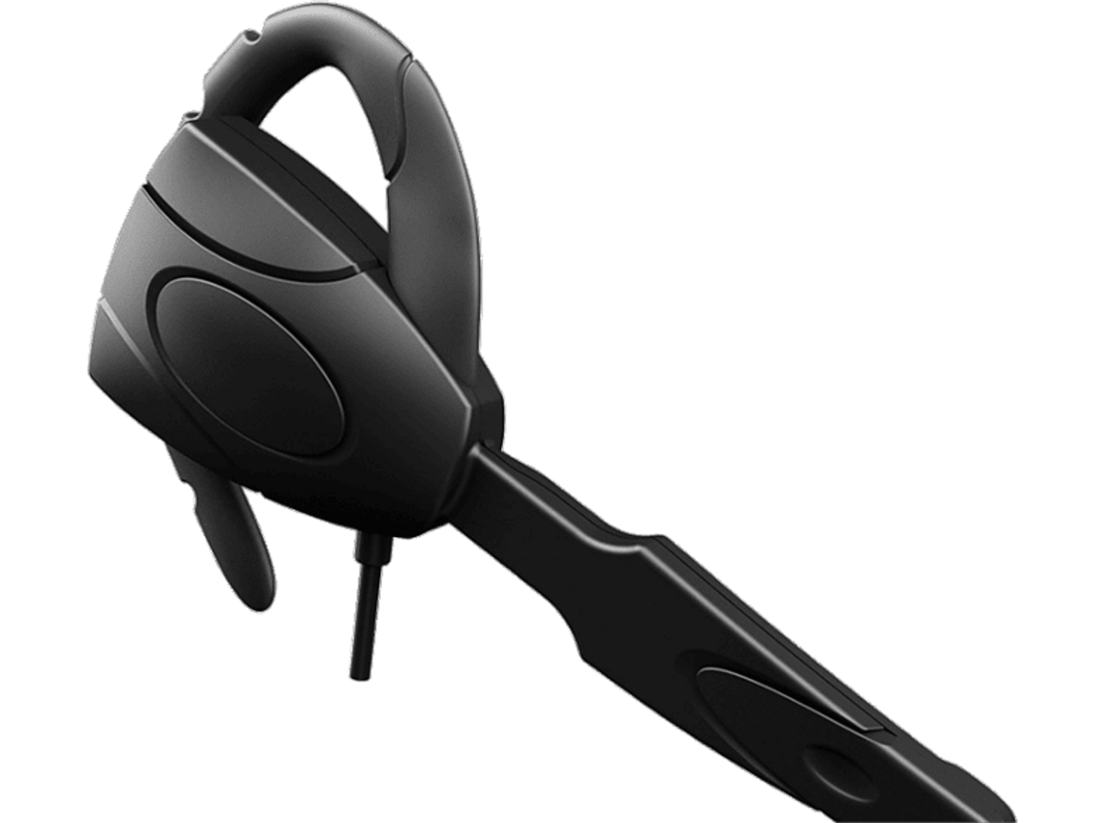 Cuffie nere con microfono. Le cuffie hanno un design elegante.