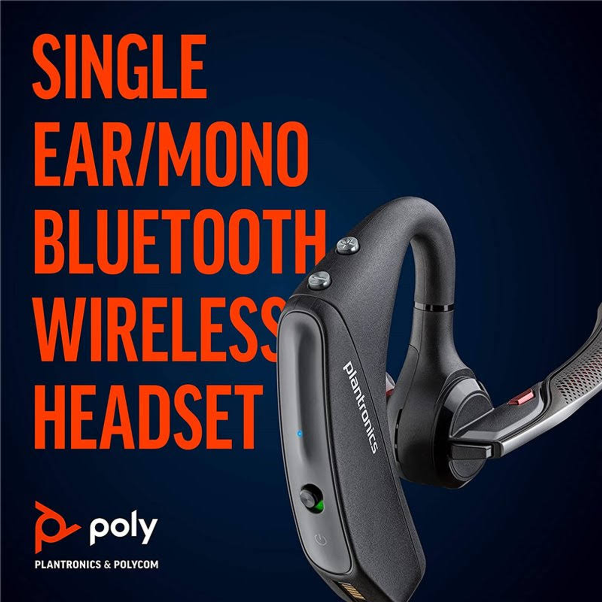 Cuffia wireless nera e argento con la parola "Plantronics". La sovrapposizione di testo descrive la cuffia.