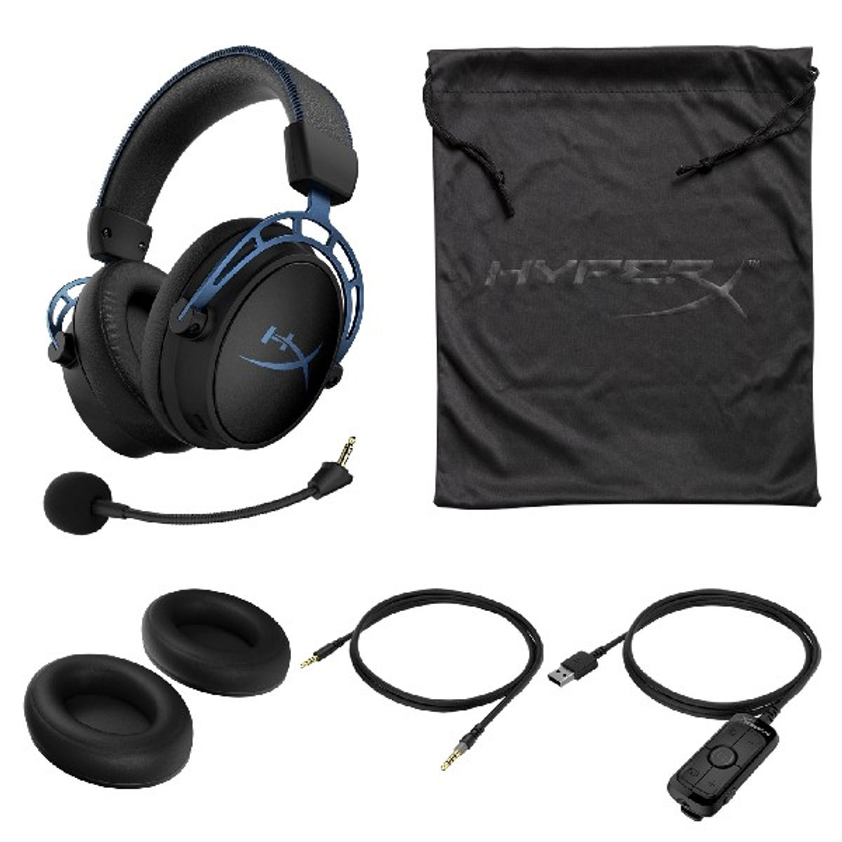 HYPERX HX-HSCAS-BL/WW, Over-ear Schwarz/Blau Headset Gaming