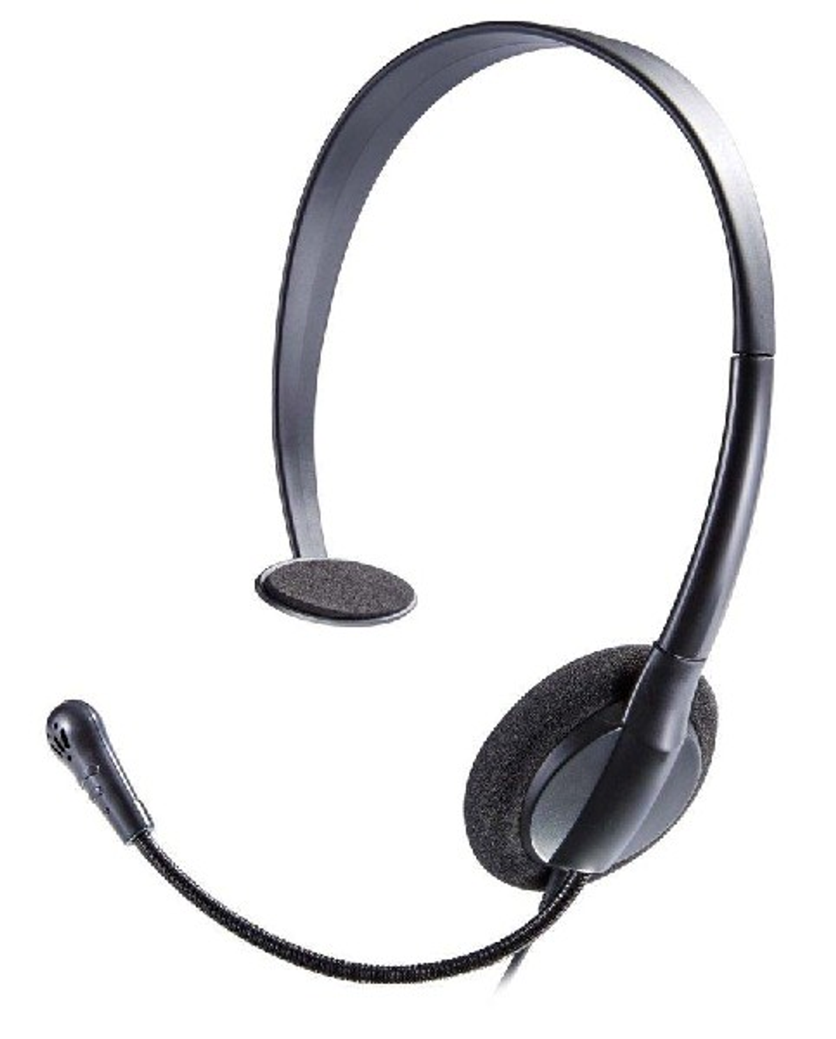 Schwarzes Headset mit Mikrofon und Kopfbügel.