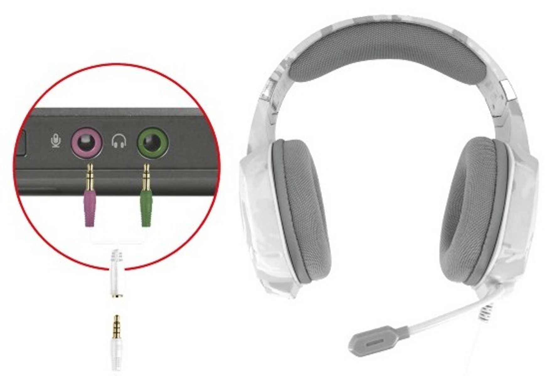 322W GXT 20864 GAMING Weiß/Camouflage CAMOUFLAGE, Gaming HEADSET TRUST Over-ear WHITE Headset