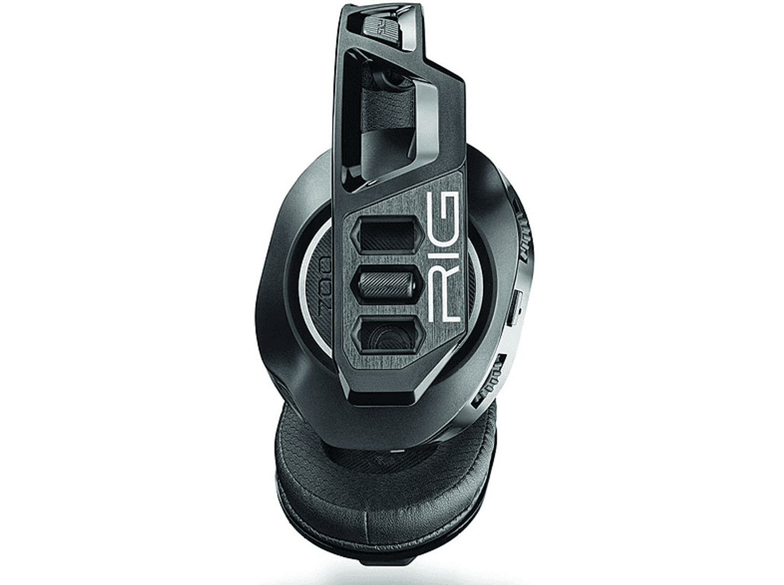 Zbliżenie czarnego zestawu słuchawkowego do gier z logo RIG.