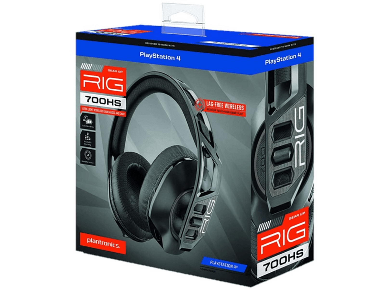 Słuchawki w pudełku z napisem: RIG 700HS, PlayStation 4 i bezprzewodowe.