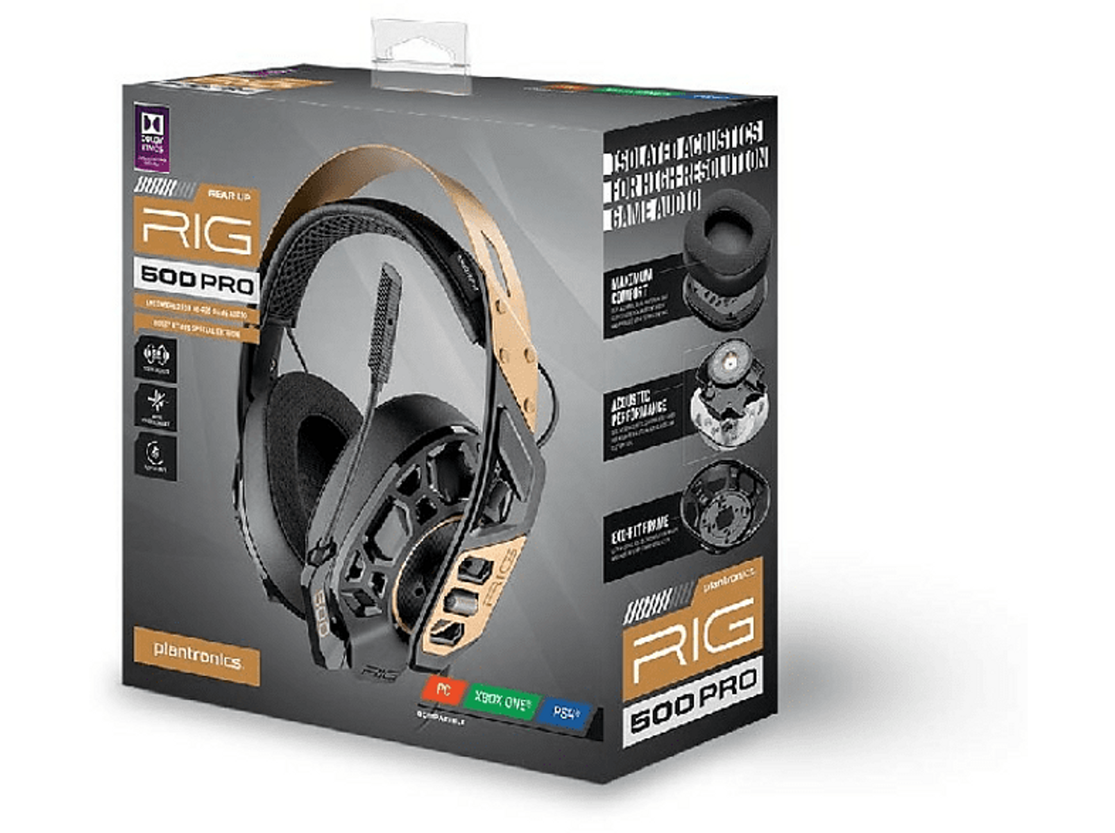 Pudełko zestawu słuchawkowego do gier, pudełko pokazuje zestaw słuchawkowy.