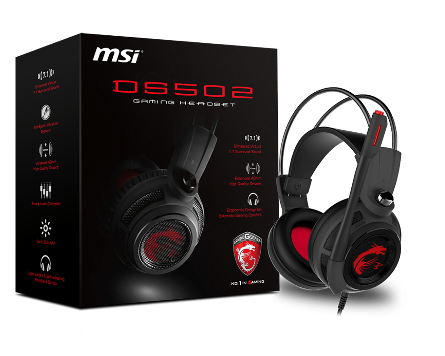 MSI S37-2100911-SV1 DS502, Gaming Rot/Schwarz In-ear Headset