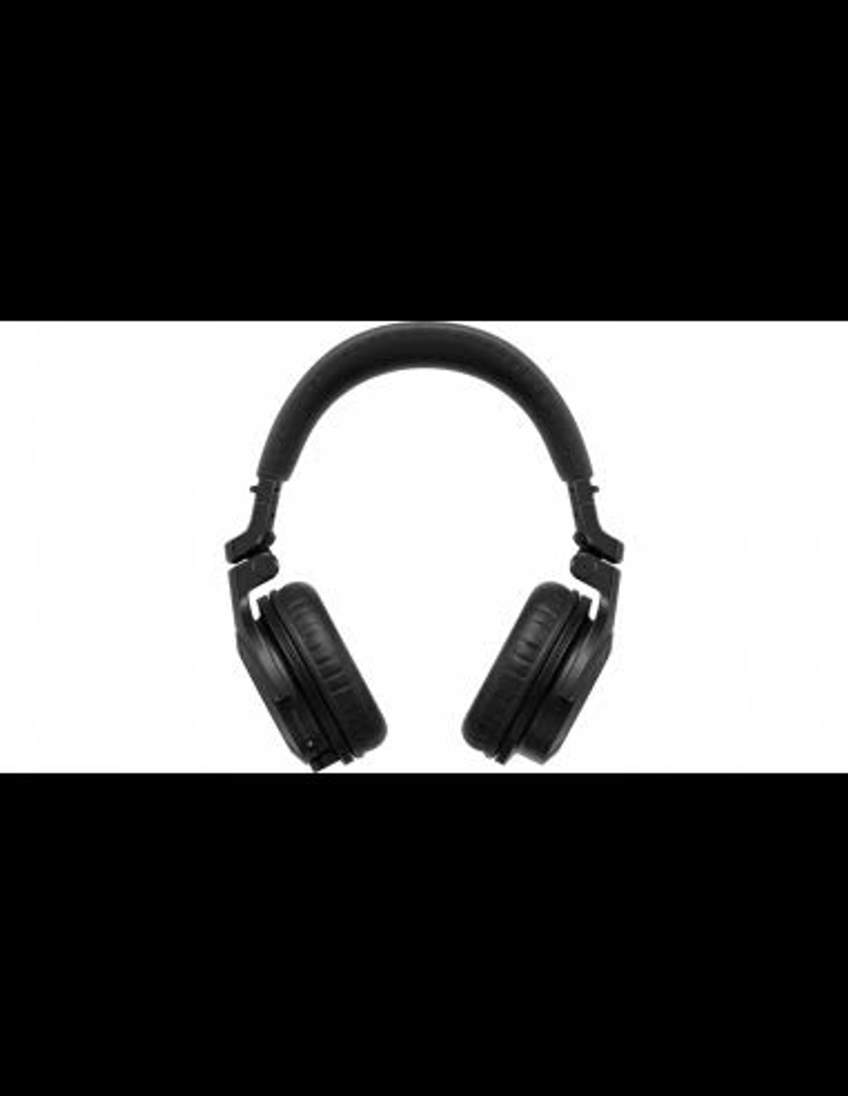 Czarne słuchawki z pałąkiem i dwoma nausznikami, wyświetlane na białym tle.