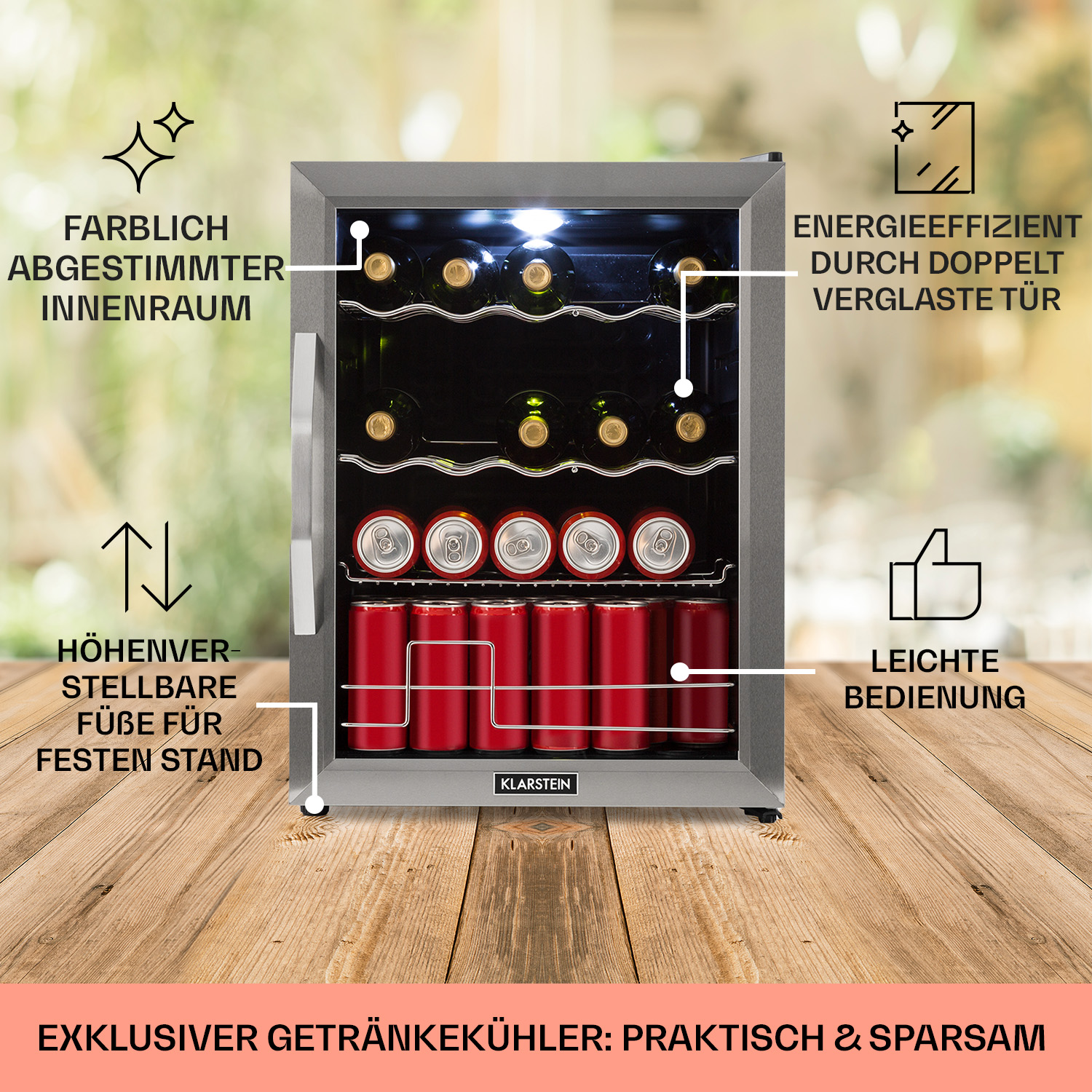 Mix Mini-Kühlschrank Schwarz) Beersafe Edition XL KLARSTEIN (D, cm 63 It hoch,