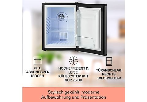 KLARSTEIN Happy Hour 32 Mini-Kühlschrank (G, 54 cm hoch, Schwarz / grau)