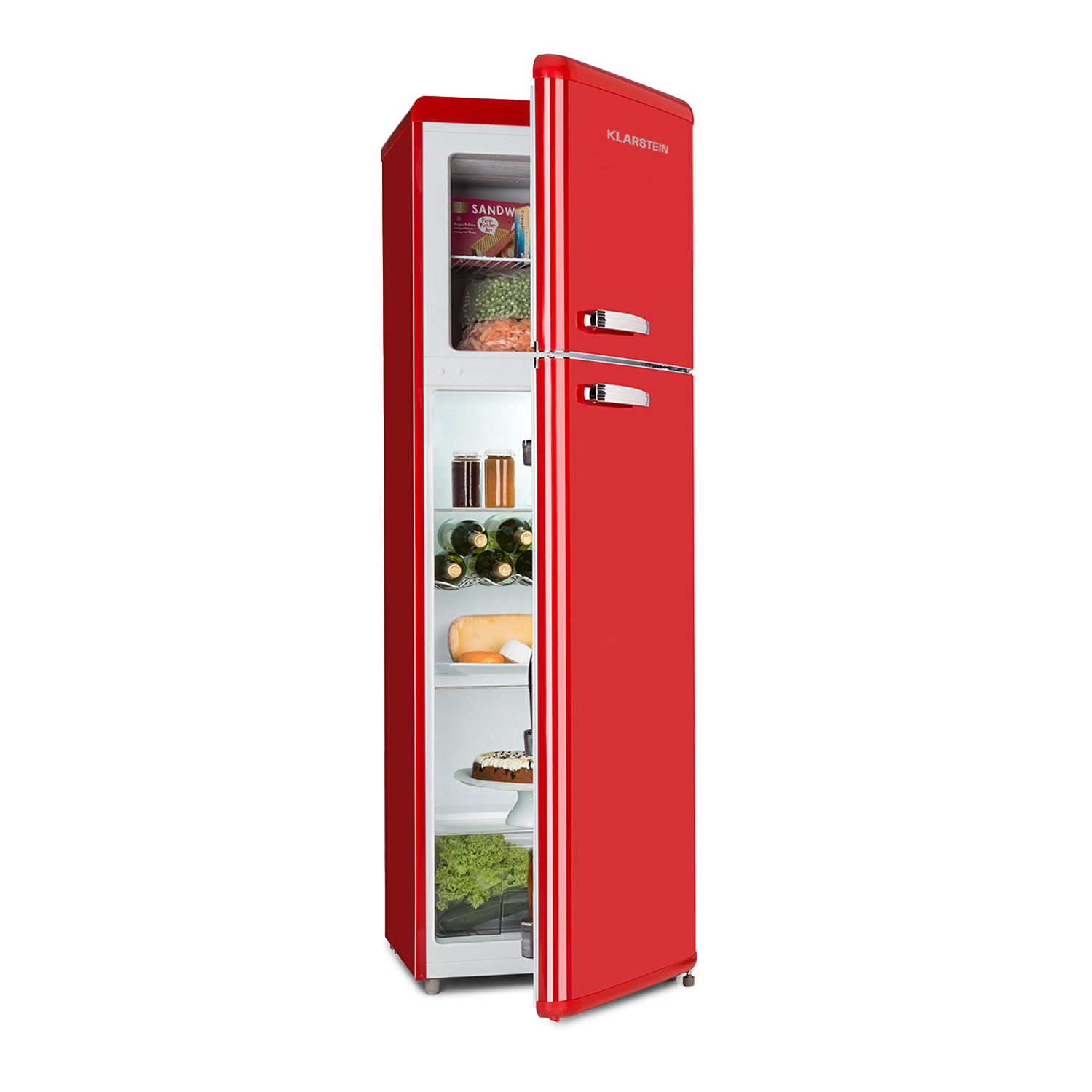 KLARSTEIN Audrey Rot) Kühlschrank 172 cm (E, 250 hoch