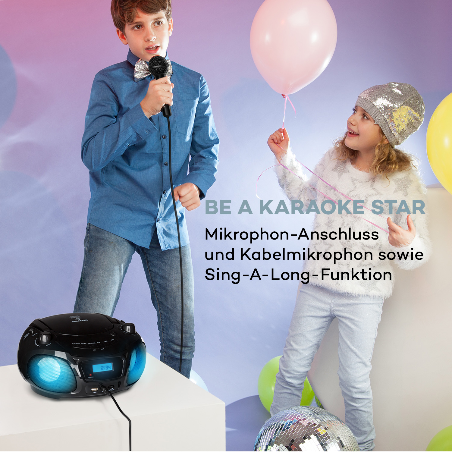 AUNA Schwarz Sing Karaoke Roadie System