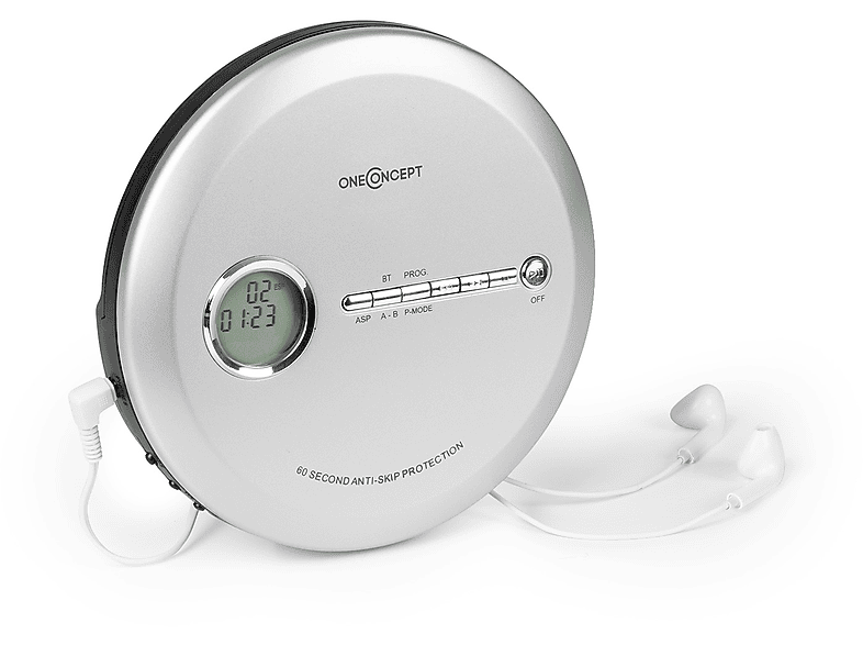 ONECONCEPT CDC Tragbarer 100MP3 Silber CD-Player
