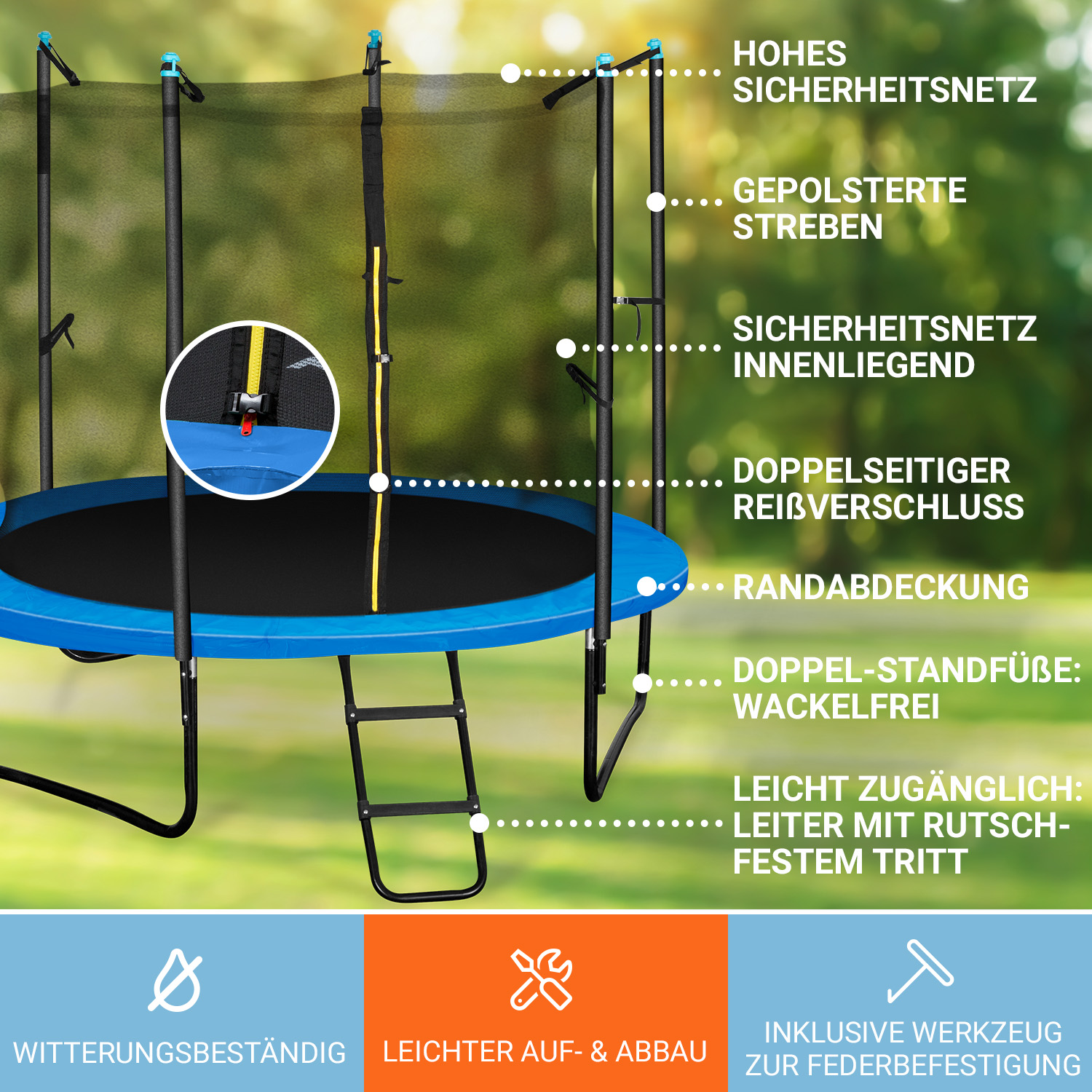 KLARFIT Rocketboy 250 Trampolin, Blau