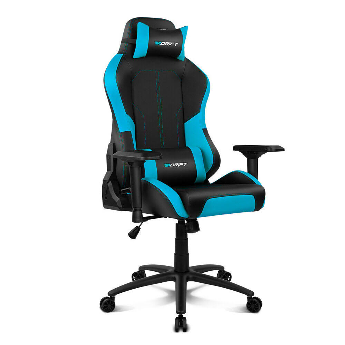 Silla gaming - SL01DF38 DRIFT GAMING, Reposabrazos4D (ajustable en altura, anchura y profundidad, también se puede girar), 150 kg, Azul