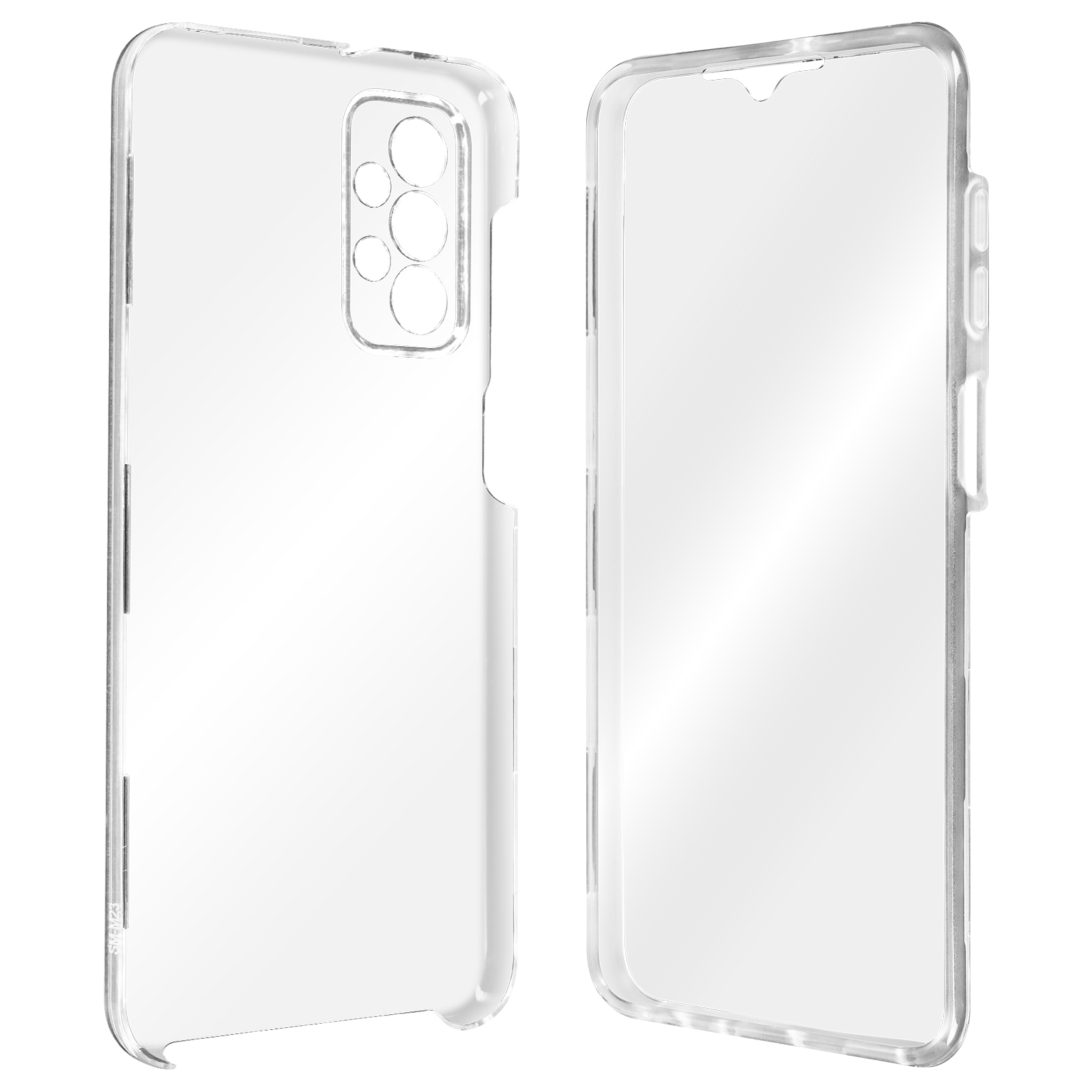 Twee transparante telefoonhoesjes. De achtergrond is wit.