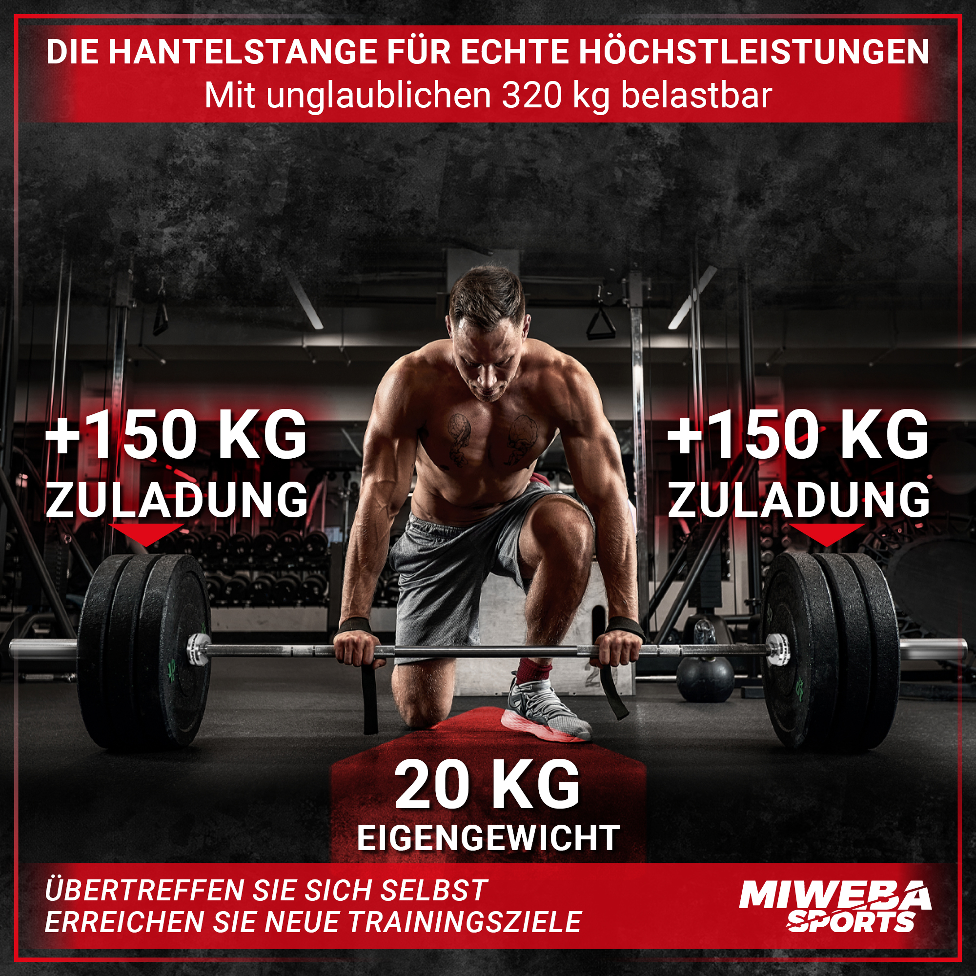 MIWEBA SPORTS Fitnesszubehör LH601-Olympia silber Profi Langhantelstange, Federverschluss