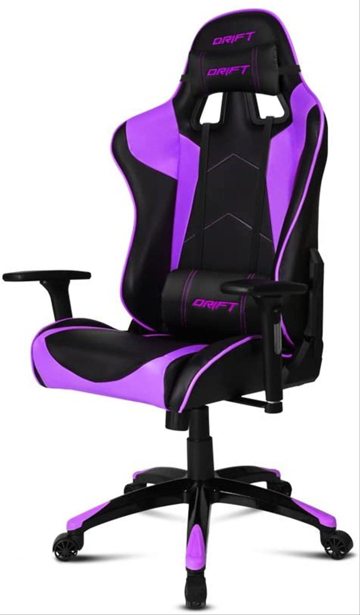 Silla Drift Dr300 y morada gaming dr300bpsilla profesional polipiel reposabrazos 3d piston clase 4 asiento basculante altura regulable reclinable cojines lumbar cervical color hasta 150 kg elevador gas acolchado violeta para videojuegos sl01df02