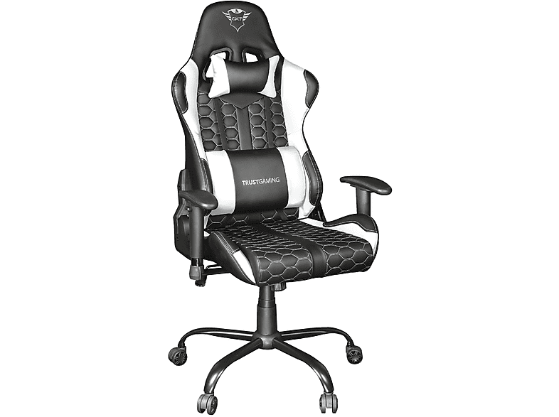 WHITE 708W 24434 GAMING TRUST CHAIR Stuhl, Schwarz/Weiß RESTO GXT Gaming