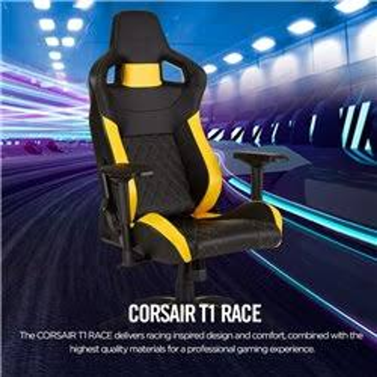 CORSAIR CF-9010015-WW T1 RACE 2018 Stuhl, CHAIR Schwarz/Gelb BLACK/YELLOW Gaming