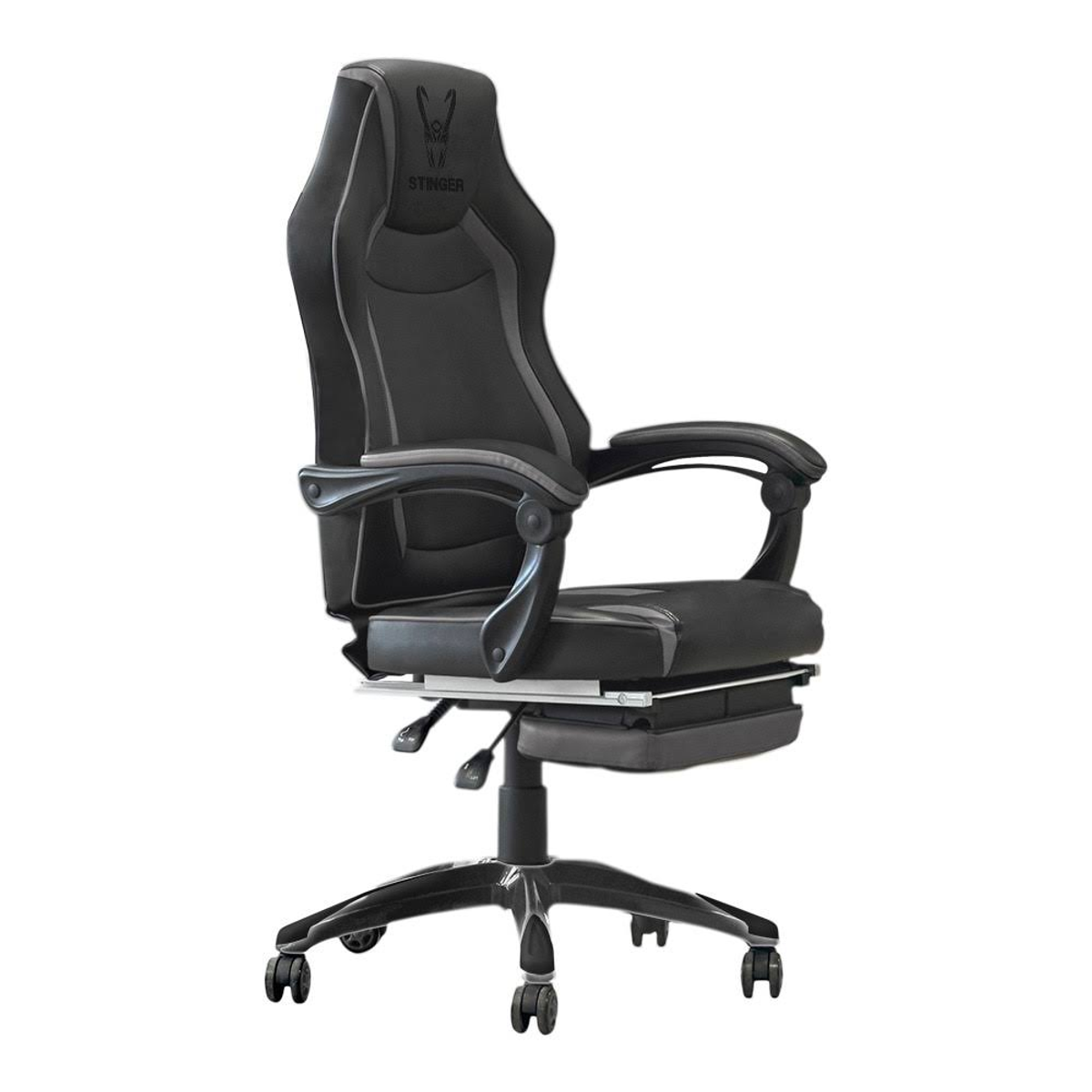 Woxter Stinger Station rx black silla gaming eje de acerolevantamiento gas clase 4reposapiés extensibleapoyabrazos ergonómicosinclinación hasta 170ºruedas silenciosas antiarañazos gm26010 negro con ajustable azul 150 kg