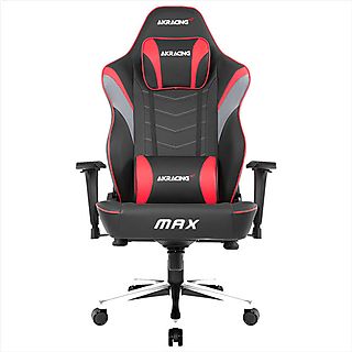 Silla gaming  - AK-MAX-BK/RD AKRACING, Reposabrazos4D (ajustable en altura, anchura y profundidad, también se puede girar), 181,4 kg, Rojo