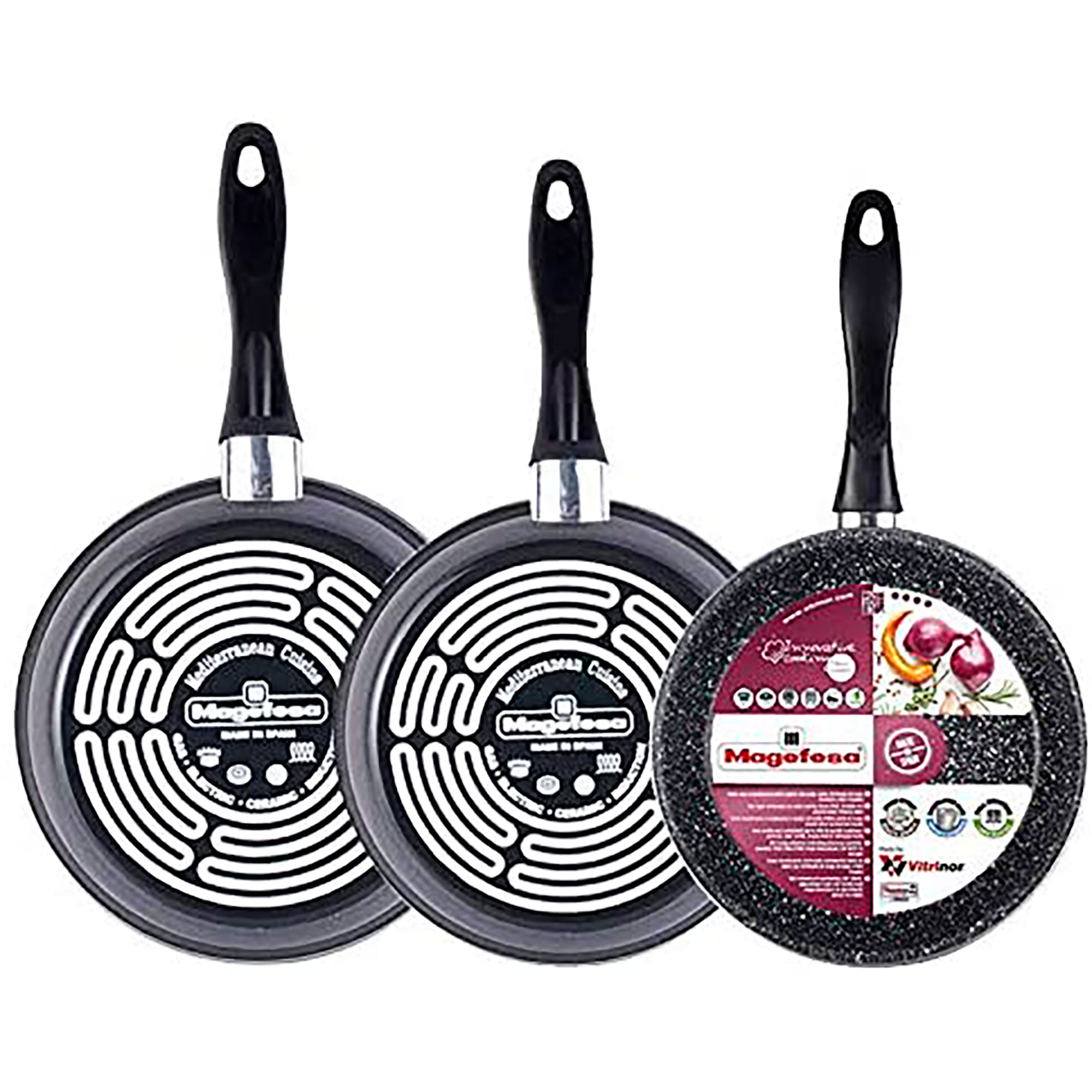 Magefesa K2 Gransasso set de 3 sartenes 202628cm acero vitrificado exterior gris antiadherente bicapa efecto piedra aptas para todo tipo cocinas especial 50 ahorro juego 242628cm 242628cminducción