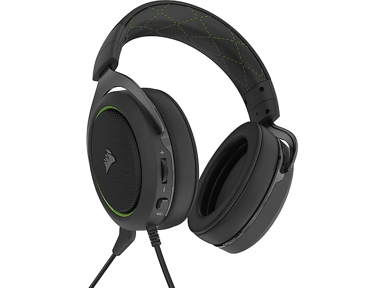 Headset CORSAIR PRO GREEN, STEREO HS50 HEADSET CA-9011216-EU Schwarz/Grün Gaming Over-ear