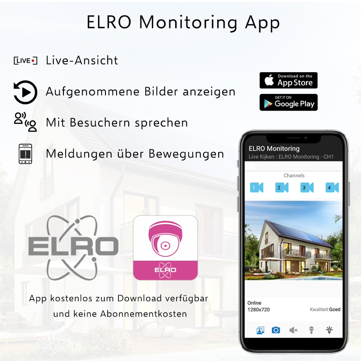 ELRO CZ60RIPS, Auflösung Sicherheitskamera 1080 Pixels Monitor, Video: mit