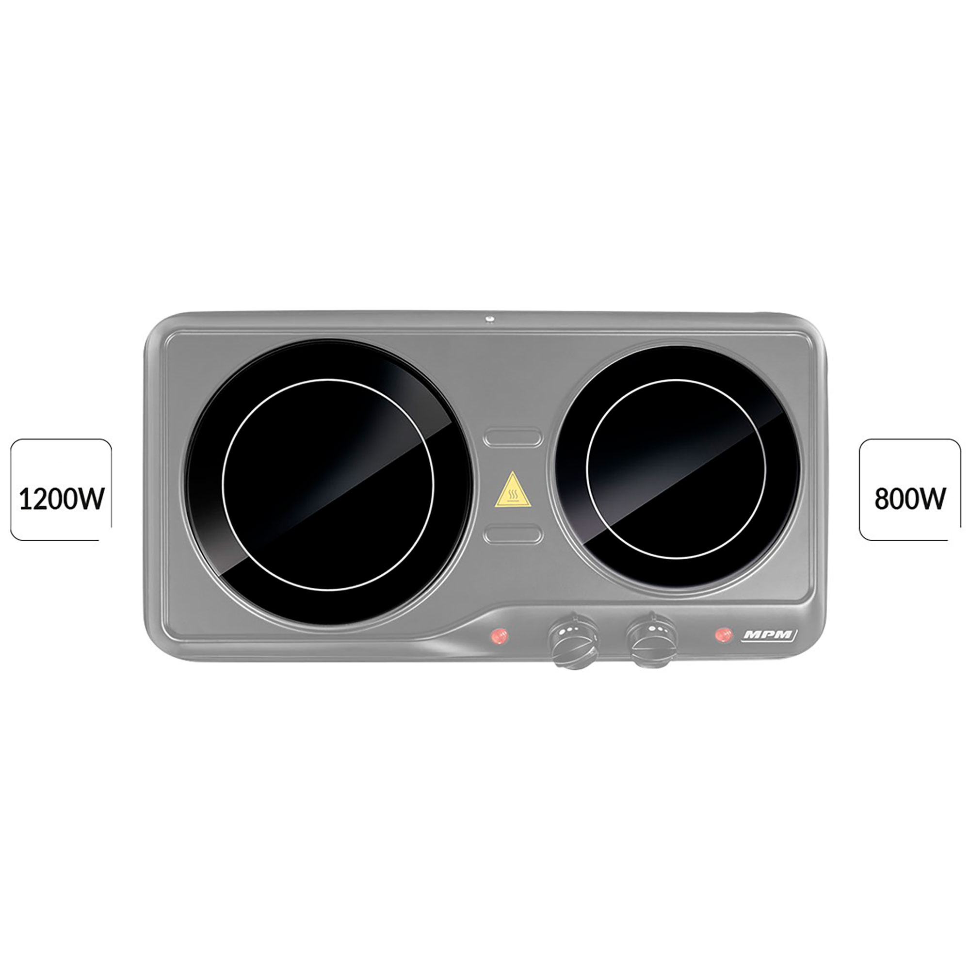 Placa de cocina eléctrica doble con superficies negras y marco plateado.
