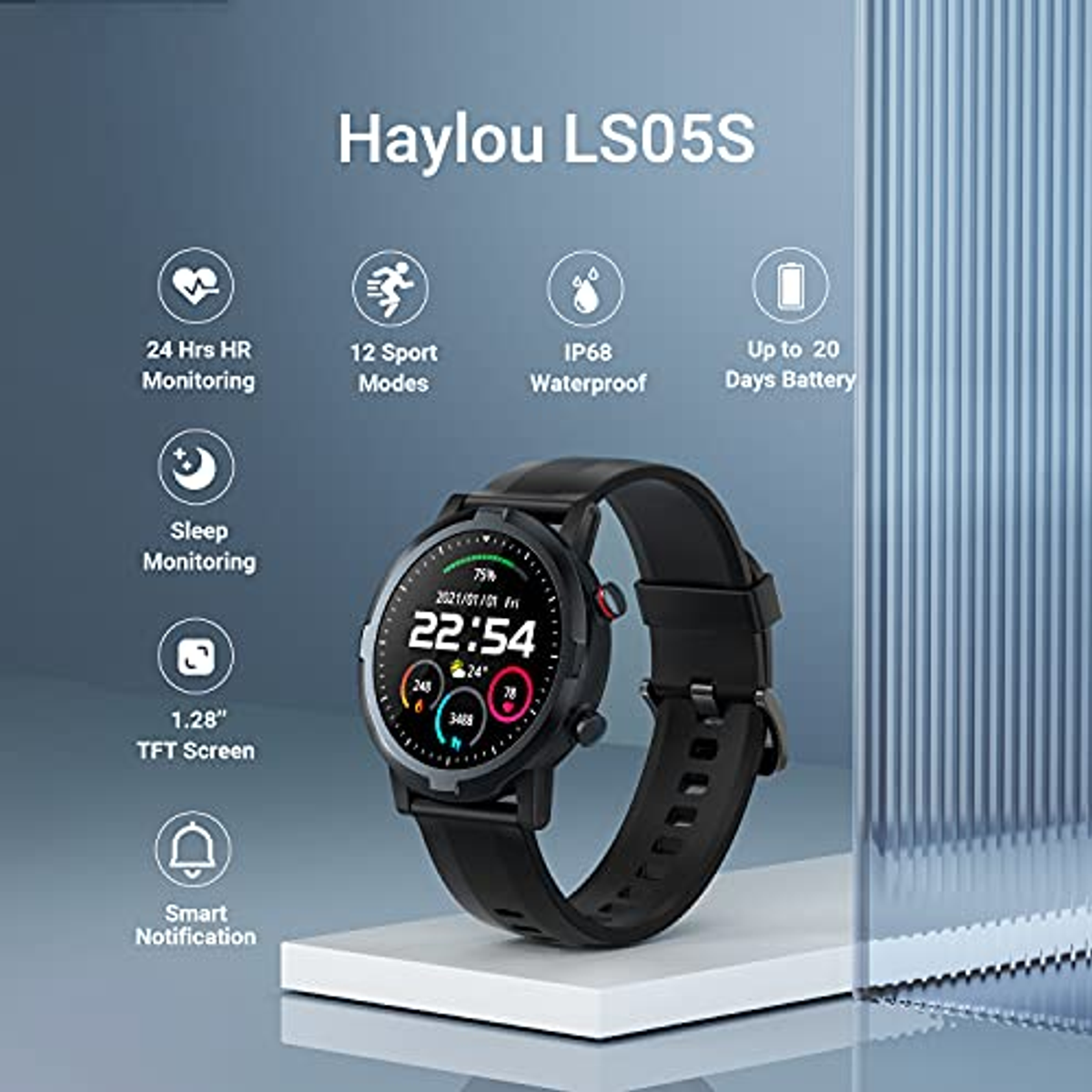 LS05S RT Schwarz HAYLOU silikon, Smartwatch