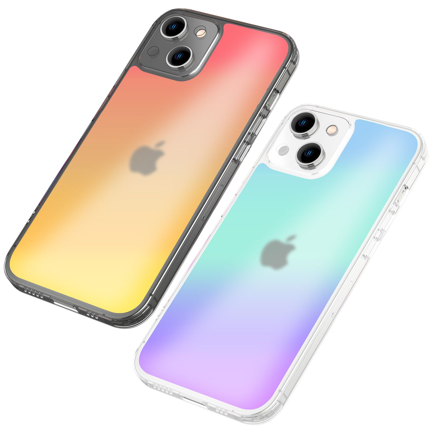 Harte Apple, Backcover, NALIA mit Orange Durchscheinende Hülle iPhone 14, Farbwechsel,