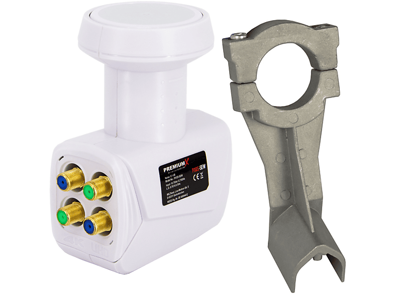 Quad LNB Adapter für PREMIUMX dB Halterung Quattro Universal Weiß PXQS-SEW LNB 0,1 Switch LNB