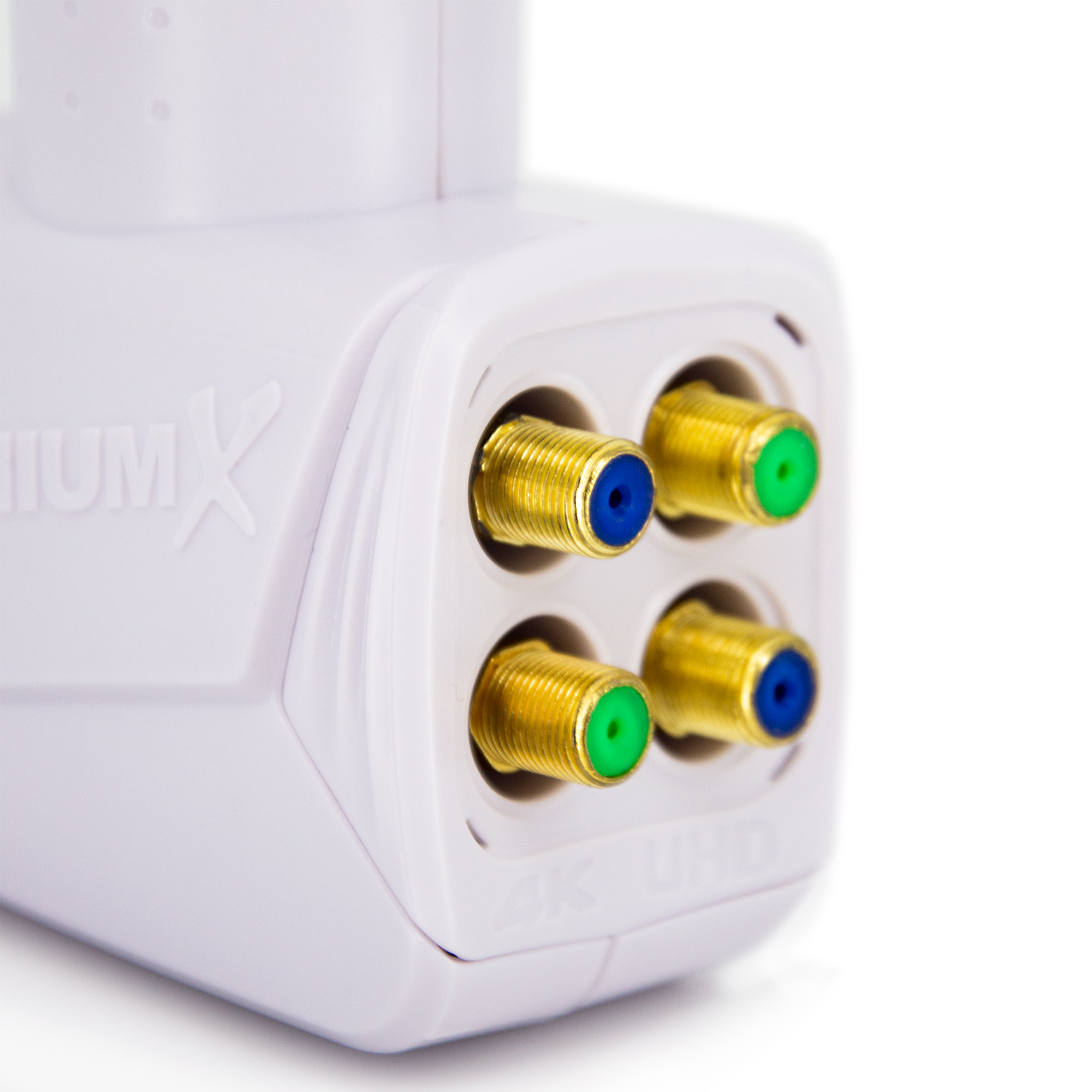 PREMIUMX LNB Quad 0,1 PXQS-SEW dB Universal Adapter LNB LNB für Halterung Switch Quattro 40mm Weiß