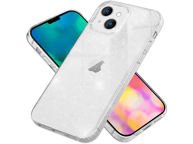 NALIA Klare Backcover, Apple, Silikon Hülle, iPhone 14, Transparent Glitzer