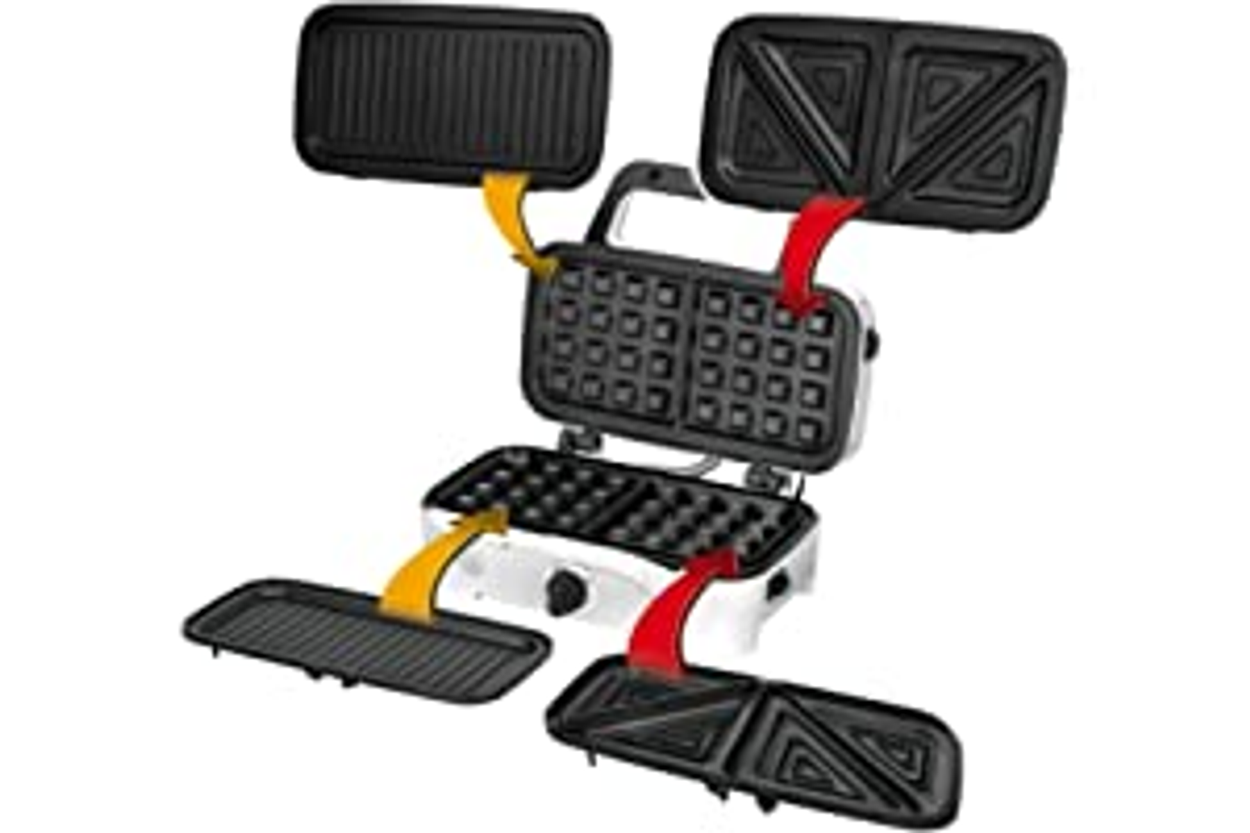 Sandwichera - MOP-33M, Sandwichera 3 en 1, Gofrera Belga, Grill-Plancha, Bandejas Intercambiables, Placas Antiadhe MPM, Negro