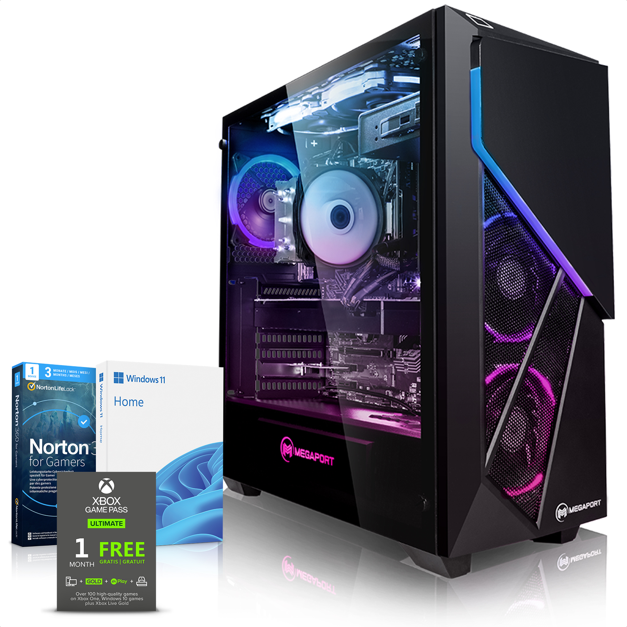 MEGAPORT Gaming PC i7 GB Prozessor, (64 Home GB 1000 i7-12700F, Windows Luxury NVIDIA Intel Bit), GB RAM, Core™ SSD, Core 11 PC RTX™ 8 GeForce 16 Gaming 3050