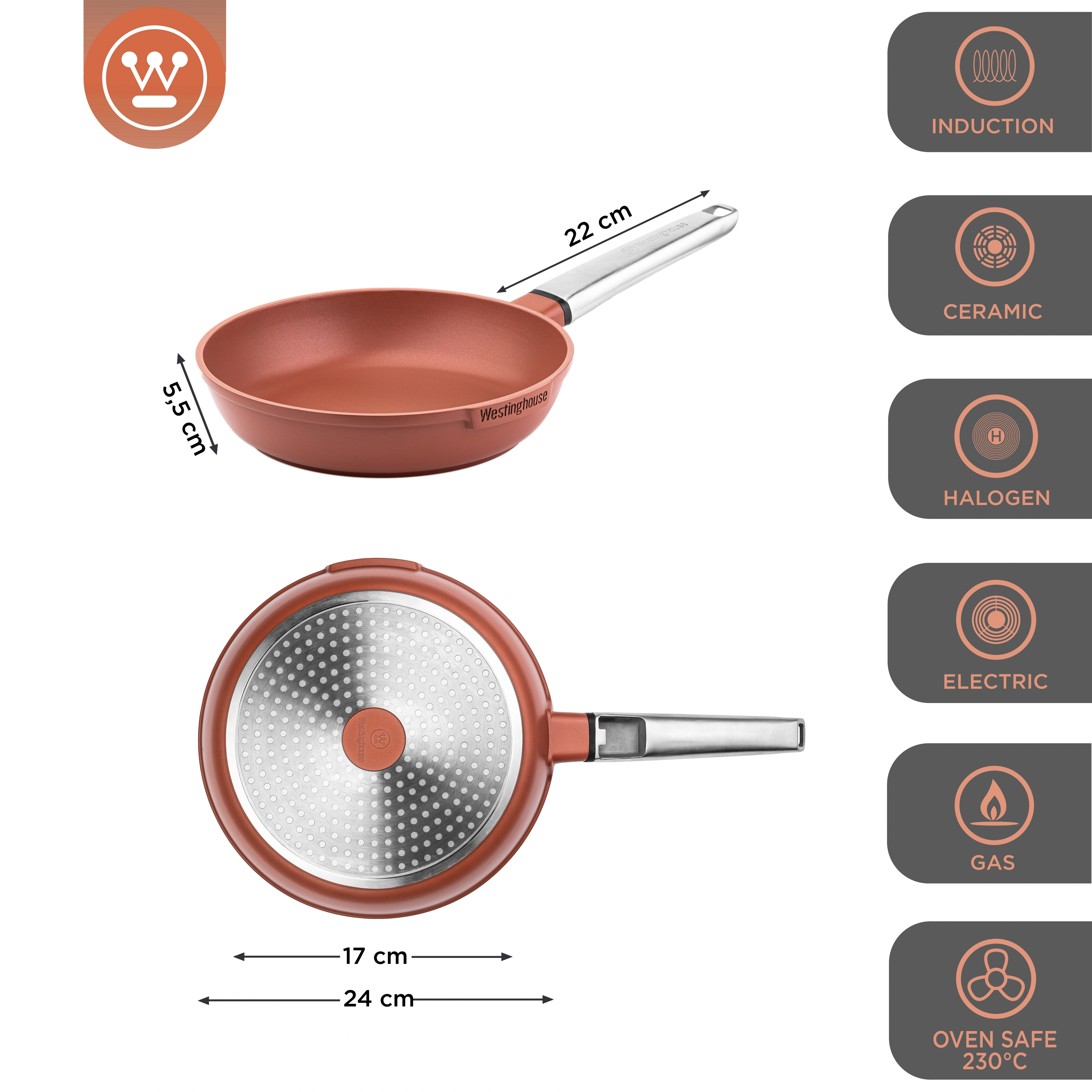 WESTINGHOUSE WCFP0095024OR cm) Bratpfanne 24 Beschichtung: Titanium, (Aluminium