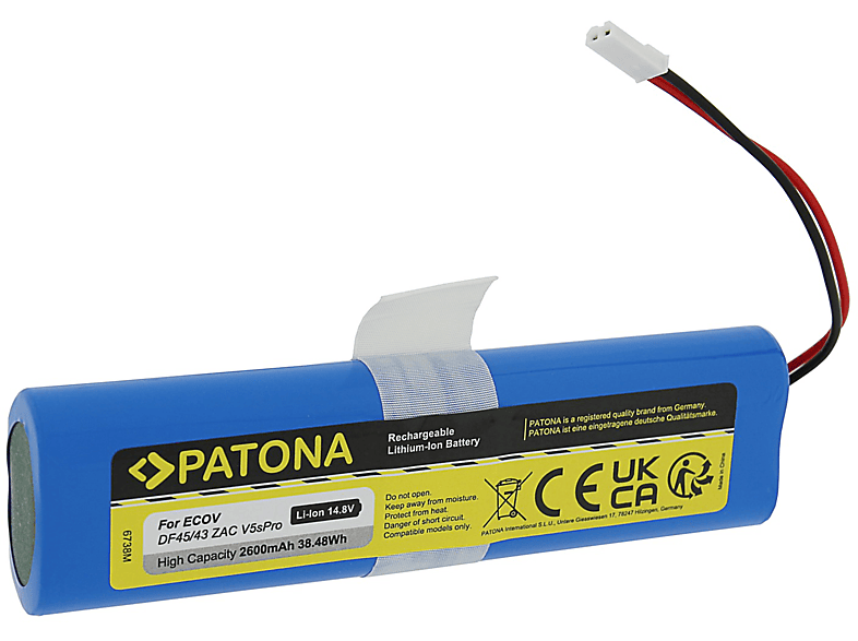 PATONA Akku für Ecovacs Deebot DF45/43 Ilife V50 Li-Ion Ersatzakku, 14.8 Volt, 2600mAh  1 Stück